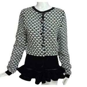 Designer Authentic Christian Dior Size Sm 4 Wool Cardigan Peplum Crochet Sweater